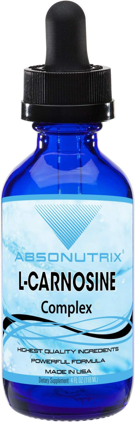 Absonutrix L-Carnosine - 583 mg 4 Oz Bottle, 200 Highly Potent Servings, Easy-to-Consume Drops, High Bioavailability, Third-Party Tested, GMP-Certified, Non-GMO, Cruelty-Free Products, Made in USA