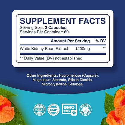 Phytoral White Kidney Bean Extract Carb Blocker - 120 Capsules