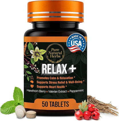 Valerian Hawthorn & Peppermint Tablets, 50 Count – Organic Hawthorne Berry & Valerian Root Herb Supplement – Vegan Non-GMO Calm Support & Peppermint Pills for Digestive Wellness