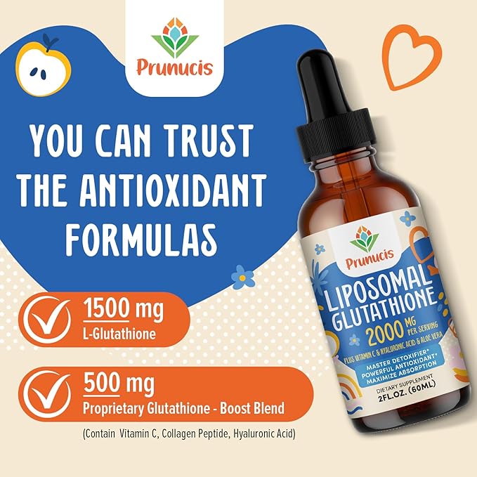 2000MG Liposomal Glutathione Liquid, 98% Absorption, Active Form L-Glutathione Supplement, Vegan Friendly, Powerful Antioxidant Complex for Immune System, Aging Defense, Detox, 16 FL.OZ