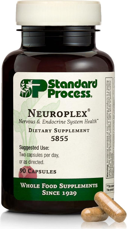 Standard Process Inc. Neuroplex - Whole Food Nervous System Supplements, Brain Health and Brain Support with Thiamin, Spanish Moss, Riboflavin, Calcium Lactate, Vitamin B6, Niacin - 90 Capsules