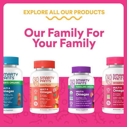 SmartyPants Kids Probiotic Gummies for Digestive Health: 2 Billion CFU Gut Health and Immune Support Supplement, Clinically Studied Probiotic, Gluten Free, Grape, 30 Count (30 Day Supply)