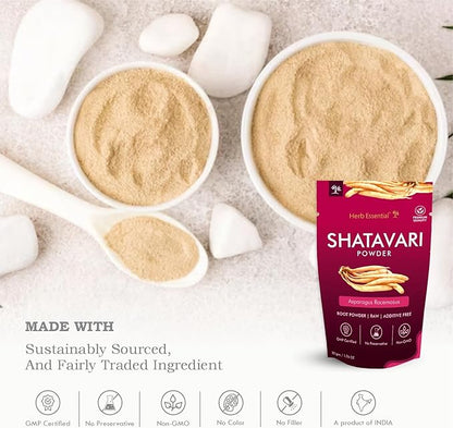100% Natural Shatavari Powder 1.76 Ounce, Asparagus Racemosus, Pure Herbal Powder for Daily Use, Vegan, No Preservatives - 50g (Pack of 2)