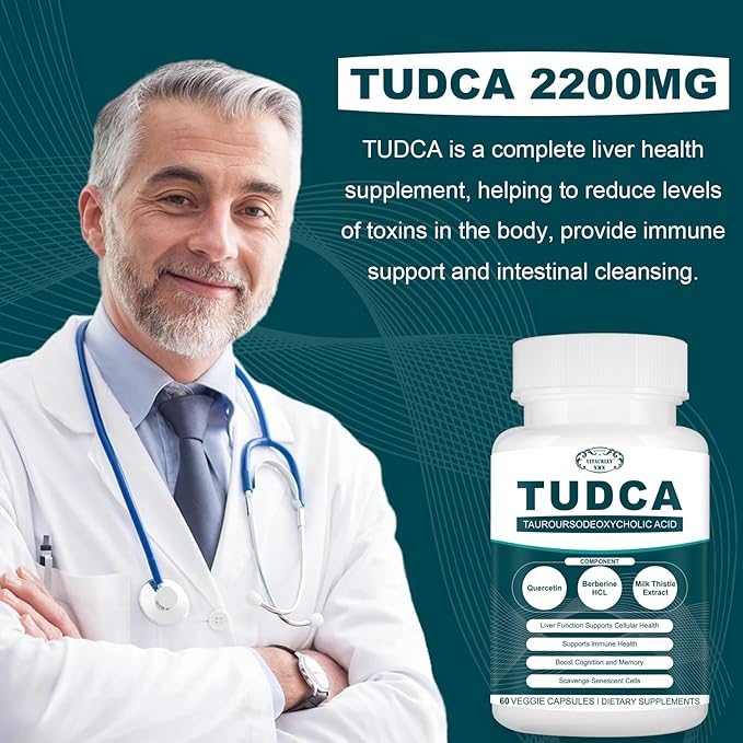 2200MG TUDCA Supplements - Bile Salts Supplement Complex for Liver Detox & Cleanse, Gallbladder Cleanse, Digestive Health 60 Capsules