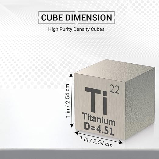 Titanium Cube - Metal Element Cubes - Laser Engraved Density Cube Set for a Periodic Table of Elements Collection - (Titanium, 1 inch)
