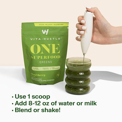 VitaHustle ONE Superfood Super Greens Powder Berry Flavor (25 Servings (Pack of 2))