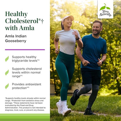 Terry Naturally Healthy Cholesterol with Amla - Antioxidant Supplement for Immune & Heart Support - Supplement to Aid Healthy Cholesterol & Triglyceride - 60 Capsules