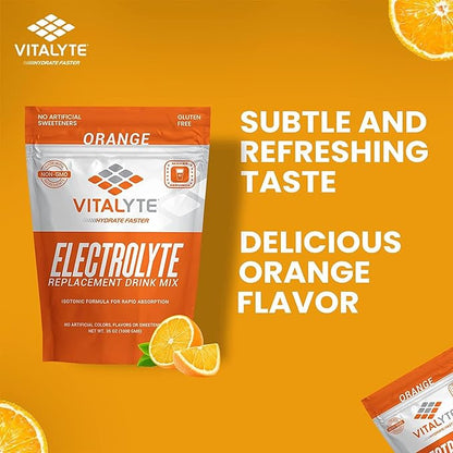 Vitalyte Electrolyte Powder Drink Mix, Isotonic Electrolyte Hydration Mix, Case Pack (6 Pack, Orange)