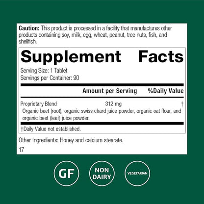 Standard Process Inc. Betafood - Digestive Health and Liver Support Supplement with Whole Food Blend of Oat Flour, Organic Beet Root, and Organic Beet Juice - 90 Tablets