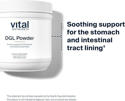 Vital Nutrients DGL Powder | Vegan DGL Licorice Root Extract to Support Healthy Stomach Lining and Digestive Tract* | Gluten, Dairy, Soy Free | Non-GMO | 120g