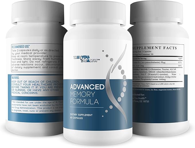 Advanced Memory Formula - by True You Health - Our Best Memory & Brain Formula - Formulated with Ginkgo Biloba and Other Premium Ingredients for Cognitive Performance, Focus, and Clarity