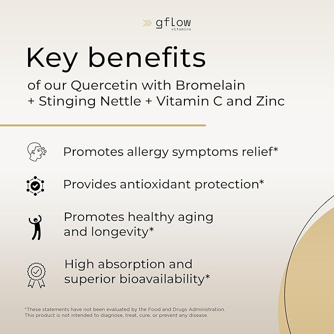 Quercetin with Vitamin C and Zinc - Quercetin 500mg - Quercetin with Bromelain - Zinc Quercetin - Stinging Nettle -240 Veggie Caps. Quercetin Supplements + Vitamin D3 (Non-GMO, Gluten-Free, Vegan)