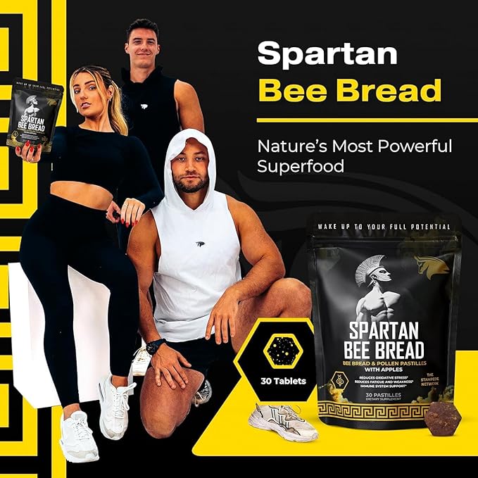 Spartan Bee Bread Chewables Natural Multivitamin | High Absorption Organic Bee Pollen & Honey | Fermented by Bees for Energy, Vitality, Sleep, Recovery, Immunity | Non GMO, Nothing Synthetic