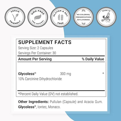 Supersmart - Carcinine 300mg per Day (Patented) - Stable L-Carnosine Supplement | Non-GMO & Gluten Free - 60 Vegetarian Capsules