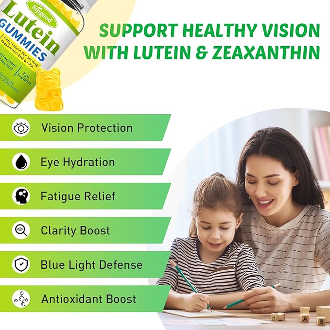 2 Pack Lutein Gummies with Zeaxanthin, Eye Vitamins with Omega-3, Bilberry, and Astaxanthin for Vision and Eye Health, Mango Flavor, 120 Count