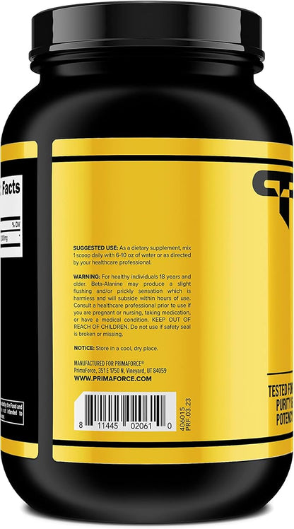 Primaforce Beta Alanine Powder, Unflavored, 1.5 kg - Gluten Free, Non-GMO Supplement for Men and Women