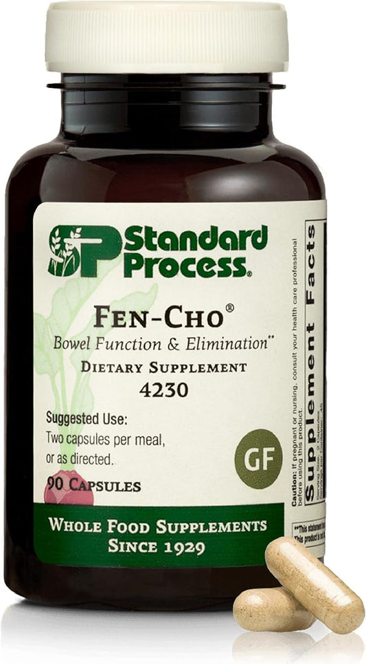 Standard Process Fen-Cho - Digestive & Gut Health Supplement - Gluten-Free, Non-Dairy & Non-Soy - 90 Capsules (45 Servings)