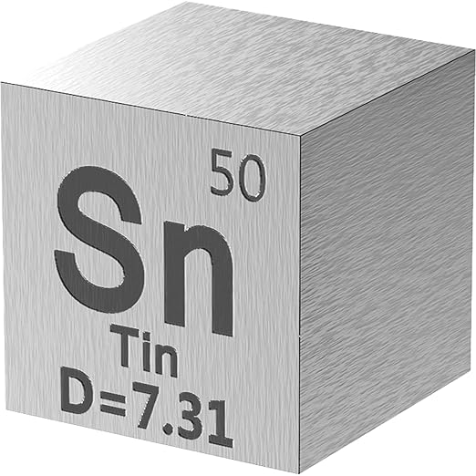 Tin Cube - Metal Element Cubes - Laser Engraved Density Cube Set for a Periodic Table of Elements Collection - (Tin, 10mm)