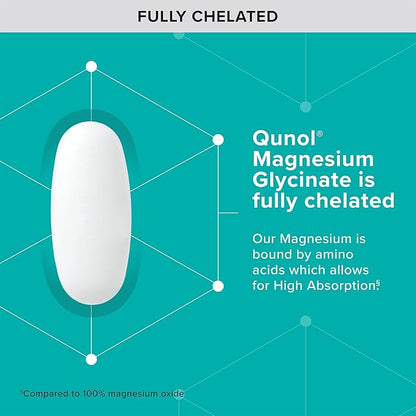 Qunol Magnesium Glycinate 300mg, 100% Glycinate Chelated Magnesium Supplement, 90ct Tablets