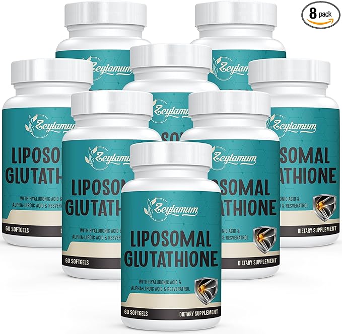 2400 MG Liposomal Glutathione Softgels, Max Absorption, Active Form L-Glutathione Reduced (GSH), with Hyaluronic Acid, Resveratrol, Master Antioxidants for Detox, Brain, Immune System, 480 Softgels