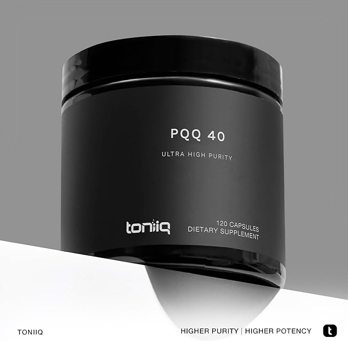 Toniiq 99%+ 40mg Supplement - Ultra High Purity PQQ 40mg Concentrated Formula - PQQ 40 mg 120 Capsules - Pyrroloquinoline Quinone Supplement - 1 Capsule Serving - Vegetarian Capsules