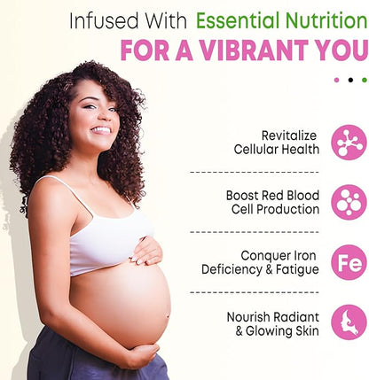 Vegan Iron Supplement Gummies for Women & Men, Anemia, Blood Builder & Energy Support for Iron Deficiency, with Vitamin C, A, B Complex, Folate, Beet Root, CoQ10, Zinc, Sugar Free, 60 Count