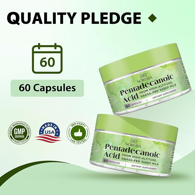 Pentadecanoic Acid | 300mg High-Altitude Sheep Milk Sourced | 60 Capsules