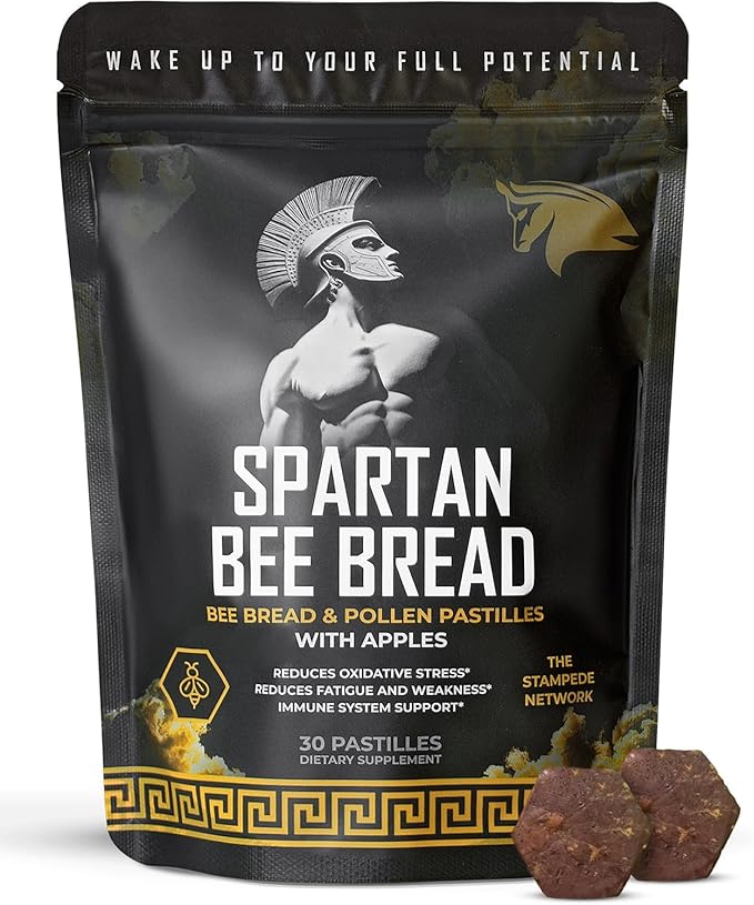 Spartan Bee Bread Chewables Natural Multivitamin | High Absorption Organic Bee Pollen & Honey | Fermented by Bees for Energy, Vitality, Sleep, Recovery, Immunity | Non GMO, Nothing Synthetic