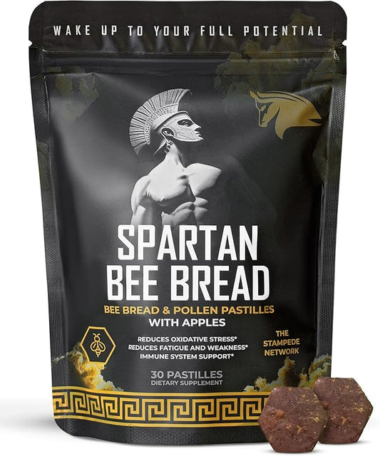 Spartan Bee Bread Chewables Natural Multivitamin | High Absorption Organic Bee Pollen & Honey | Fermented by Bees for Energy, Vitality, Sleep, Recovery, Immunity | Non GMO, Nothing Synthetic