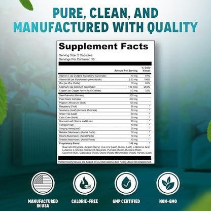 Vital Prostate Support Supplement for Men – Multiphase Herbal Formula with Saw Palmetto, Beta-Sitosterol & Zinc – Urinary Flow, Bladder Comfort & Prostate Health Supplements for Men – 30 Days Supply