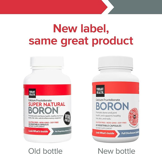 Vibrant Health, Boron, Vegetarian Support for Joint and Bone Health, 60 Capsules