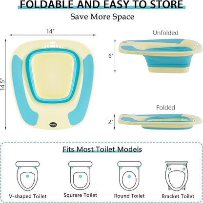 Sitz Bath, Sitz Bath for Hemorrhoids, Sitz Bath for Toilet Seat, Sitz Bath for Postpartum Care, Sits Bath Tub for Women Men Adults, Sitz Bath Soak Salts Basin, Hip Bath Bowl, Foldable, Blue