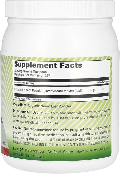 Amazing India USDA Certified Organic Neem Powder (Non-GMO) 16oz - Promotes Blood Purification, Healthy Immunity & Healthy Skin