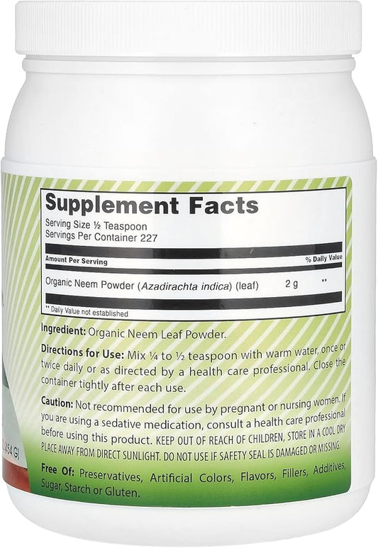 Amazing India USDA Certified Organic Neem Powder (Non-GMO) 16oz - Promotes Blood Purification, Healthy Immunity & Healthy Skin