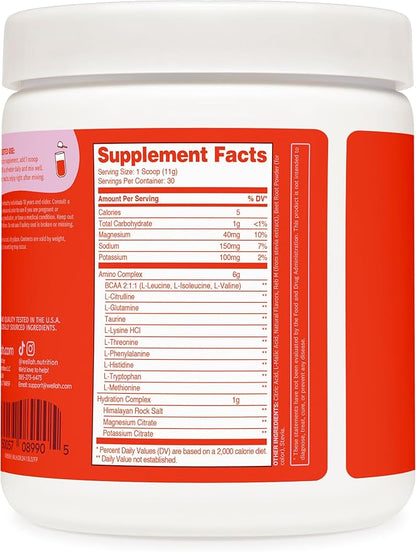 Wellah So Long Soreness BCAA Powder (Fruit Punch Flavored) 30 Servings - with Hydration Complex
