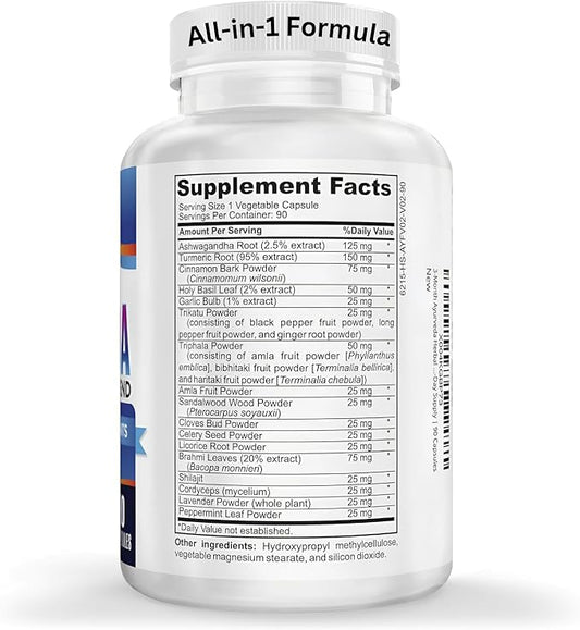 17-in-1 AYURVEDA Supplements (3-Month Bulk Supply) | Traditional Blend of Ayurvedic Herbs | Overall Health & Wellness Support Supplement | Strong Mind, Body & Spirit | Ayurveda Products | 90 Capsules