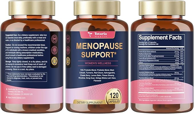 40-in-1 Menopause Supplements for Women, Multibenefit & Complete Black Cohosh for Hot Flashes, Night Sweats & Hormone Balance, w/ Probiotics, DIM, Vitex, Dong Quai, Red Clover and More, 120 Vegan Caps