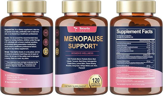 40-in-1 Menopause Supplements for Women, Multibenefit & Complete Black Cohosh for Hot Flashes, Night Sweats & Hormone Balance, w/ Probiotics, DIM, Vitex, Dong Quai, Red Clover and More, 120 Vegan Caps