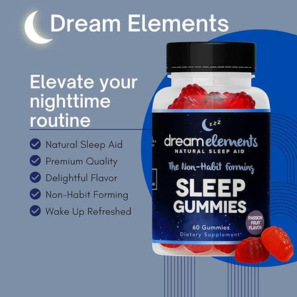 Sleep Supplement Gummies - All Natural, Passion Fruit Flavor, 60ct