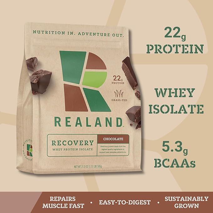 Whey Protein Isolate - Grass-Fed Protein Powder for Recovery - 22g of Protein - 17 Servings (One Size, Chocolate)