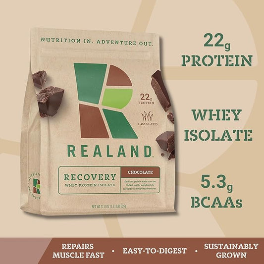 Whey Protein Isolate - Grass-Fed Protein Powder for Recovery - 22g of Protein - 17 Servings (One Size, Chocolate)