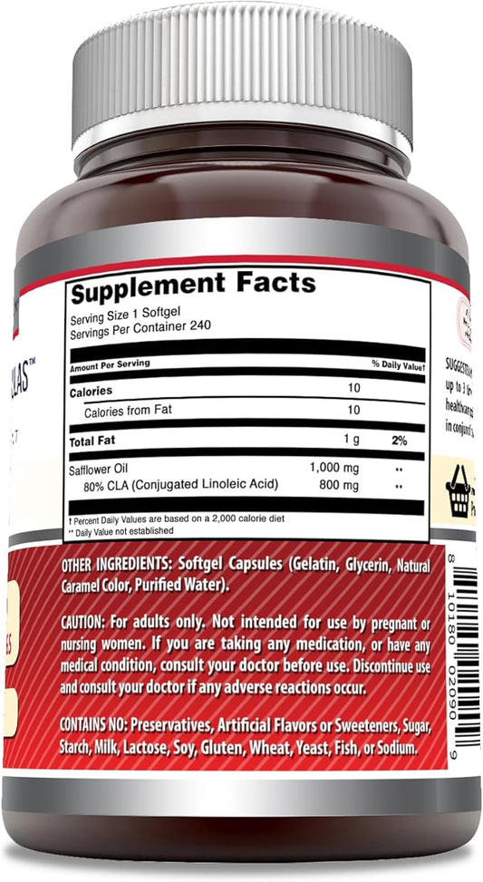 Amazing Formulas CLA Amino Acid Supplement | 1000 Mg per Serving | Softgels | Non-GMO | Gluten-Free | Made in USA (1 Pack, 120 Count)