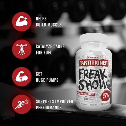 5% Nutrition Rich Piana Freak Show | Muscle Builder | Berberine, Gymnema Sylvestre, Banaba Powder | 180 Capsules (30 Days)