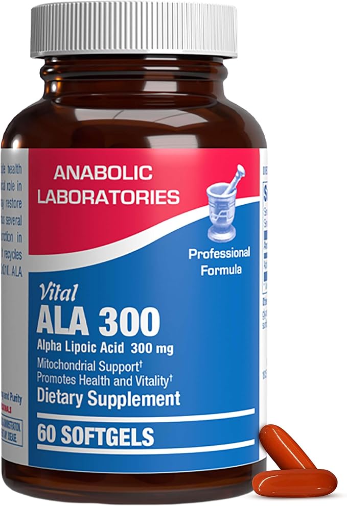 Alpha Lipoic Acid 300mg - Clinical Formula ALA Supplement for Liver Eye Brain Mitochondria Energy Antioxidant & Nerve Support - Non-GMO Soy Free & Easy to Swallow Softgels - 60 Servings