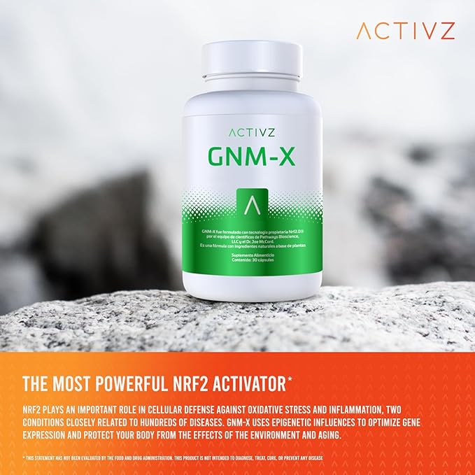ACTIVZ GNM-X - Nrf2 Activator for Genetic Cellular Defense and Enhanced Well-Being - Supports Longevity and Epigenetic Health - 30 Capsules