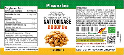 PHARMAKON Natural Nattokinase Organic Fermented Soybean Extract, 6000 FUs per Serving