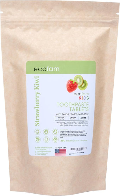 Toothpaste Tablets – Strawberry Kiwi | Nano Hydroxyapatite Toothpaste Tablets Chewable | Fluoride Free l 350 Tabs