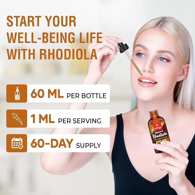 57,000 MG Liposomal Active Rhodiola Rosea Supplement, Rhodiola Root Extract, Liquid for High Absorption, Rhodiola Rosea Root Extract Tincture for Energy, Stress, Mood, Vegan, 60 ml