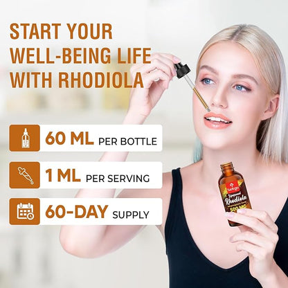 57,000 MG Liposomal Active Rhodiola Rosea Supplement, Rhodiola Root Extract, Liquid for High Absorption, Rhodiola Rosea Root Extract Tincture for Energy, Stress, Mood, Vegan, 60 ml