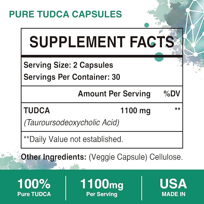 TUDCA Supplements 1100mg - Advanced Ultra Strength Bile Salt TUDCA Support, 3rd Party Tested TUDCA Liver Supplements for Liver Cleanse Detox and Repair, 360 Capsules (Pack of 6)